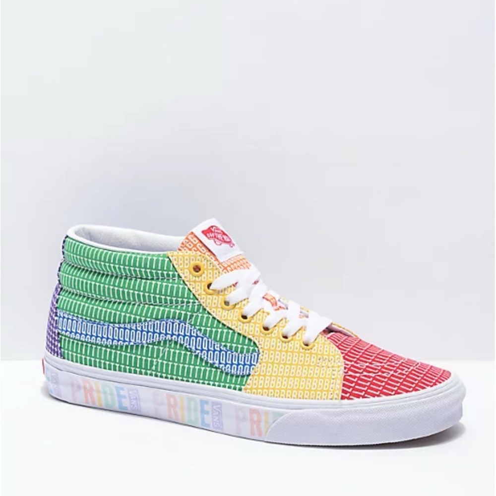 Vans Sk8-Mid Pride Multi & White Skate Shoes